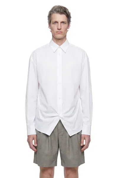 Hed Mayner Cotton Poplin Long Sleeve Shirt In White