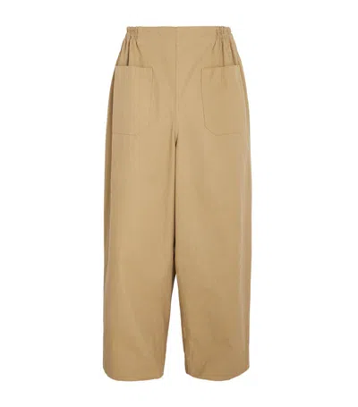 Hed Mayner Cotton Wide-leg Trousers In Beige