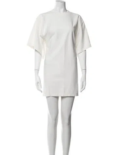Pre-owned Hed Mayner Crew Neck Mini Dress In White