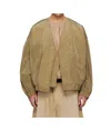 Hed Mayner Beige Crinkled Taffeta Bomber Jacket In Beige