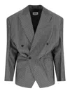 Hed Mayner Double-breasted Tailored Blazer With Pinstripe Pattern And Draped Details