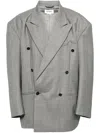 Hed Mayner Gray Striped Blazer In Grey