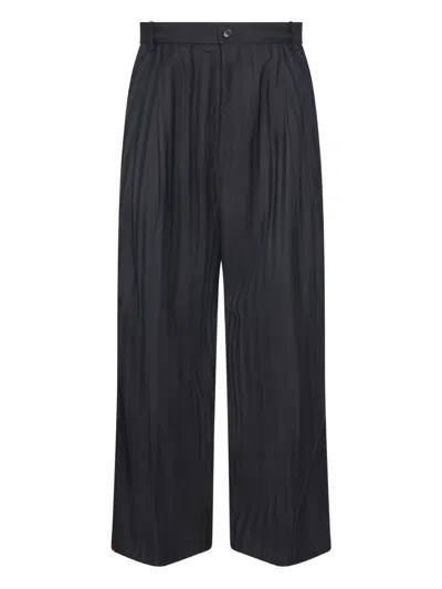 Hed Mayner Draped Striped Trousers In Black