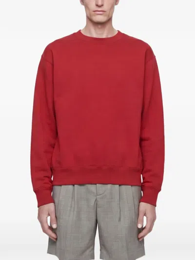 Hed Mayner Embroidered Crew-neck Sweater In Red