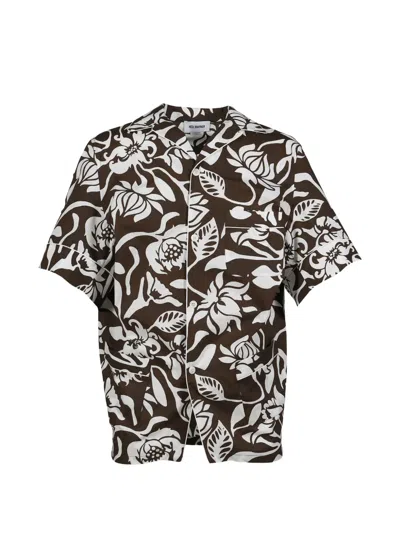 Hed Mayner Floral Shirt In Brown