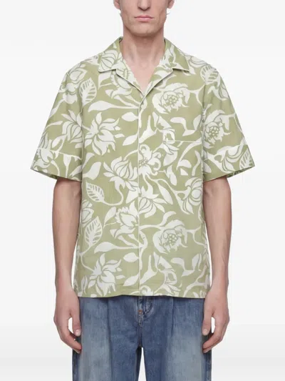 Hed Mayner Floral Shirt In Green