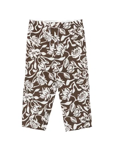 Hed Mayner Floral-print Drawstring Trousers In Brown