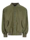 Hed Mayner Green Nylon Zip Jacket With Ribbed Details