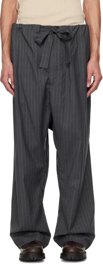 Hed Mayner Gray Cashmere Pinstripe Trousers In Ha186-21