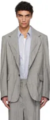Hed Mayner Gray Crinkled Blazer In Ha150-30