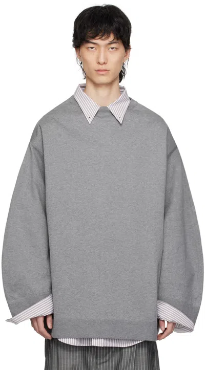 Hed Mayner Grey Oversized Sweatshirt In 030-medium Grey