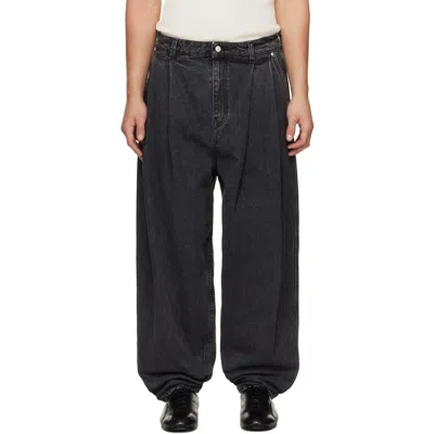 Hed Mayner Gray Pleated Denim Jeans In 030-grey