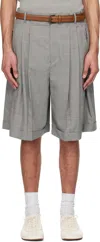 Hed Mayner Gray Pleated Shorts In Ha150-030