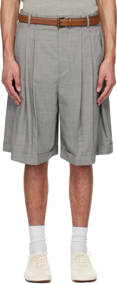 Hed Mayner Gray Pleated Shorts In Ha150-030