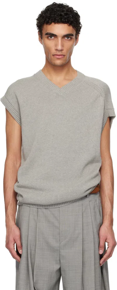 Hed Mayner Gray V Neck Vest In Ha600-30