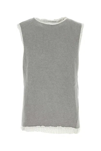 Hed Mayner Grey Cotton Vest In Gray