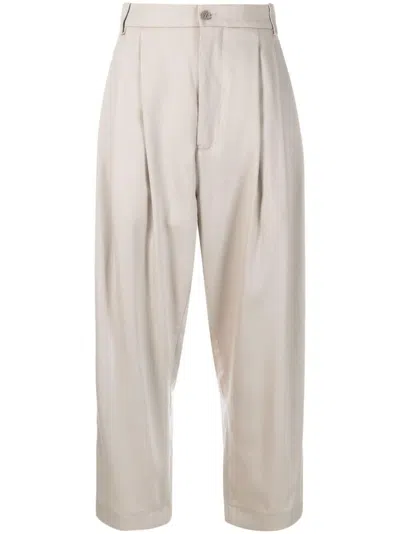 Hed Mayner High-waisted Cropped Trousers In Neutrals