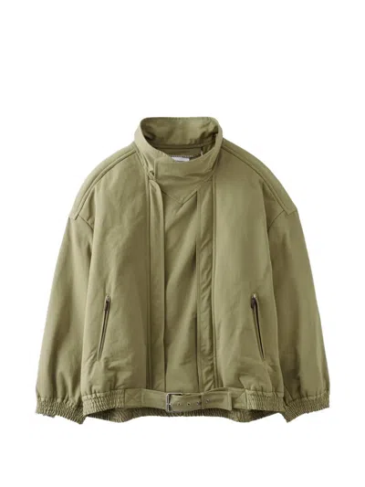 Hed Mayner High-neck Belted Jacket In Green