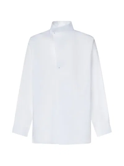 Hed Mayner High-neck Long-sleeve Shirt In White