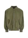 Hed Mayner Green Nylon Zip Jacket With Ribbed Details In Green