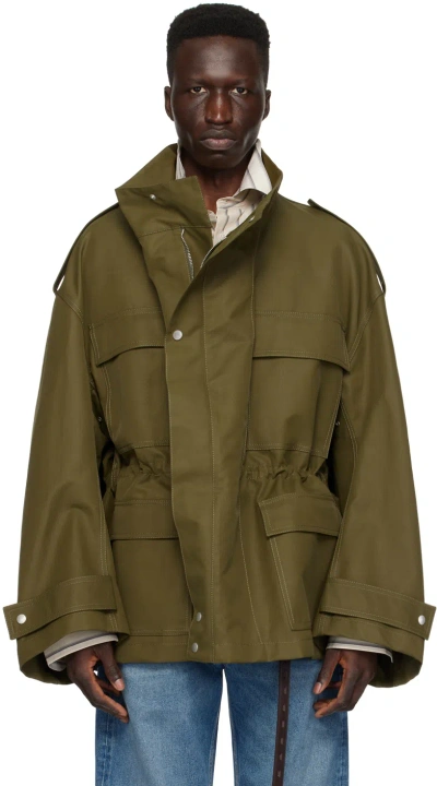 Hed Mayner Khaki Flap Pocket Jacket In 300-green