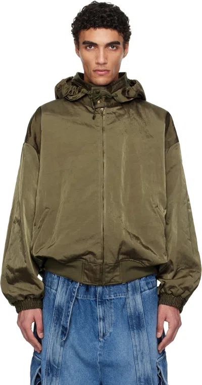 Hed Mayner Khaki Stowaway Hood Bomber Jacket In Ha157-300