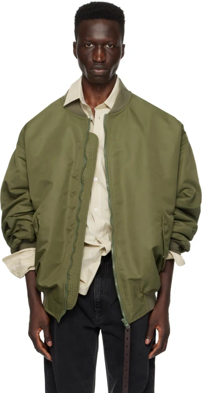 Hed Mayner Khaki Zip Bomber Jacket In 300-green