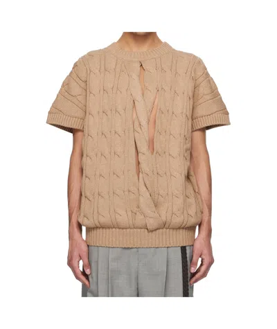 Hed Mayner Knit Braids Sweater In Beige