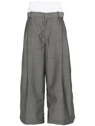 Hed Mayner Gray Layered Trousers In 030-medium Grey