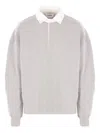 Hed Mayner Logo-embroidered Polo-collar Sweatshirt In Gray