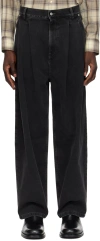 Hed Mayner Black Pleated Jeans In Black