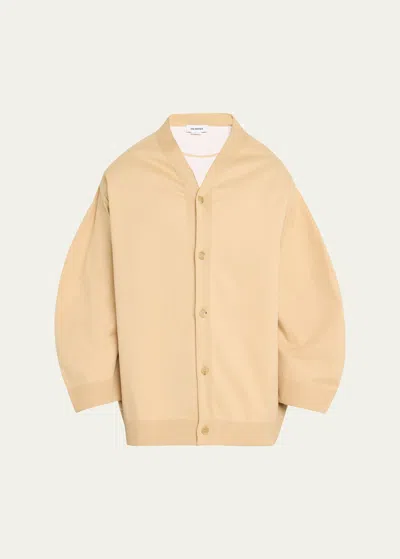 Hed Mayner Men's Bonded Cotton Oversized Cardigan In Nude