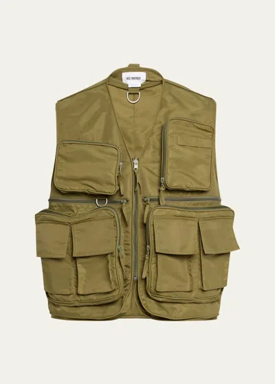 Hed Mayner Men's Cargo Tactical Vest In Green