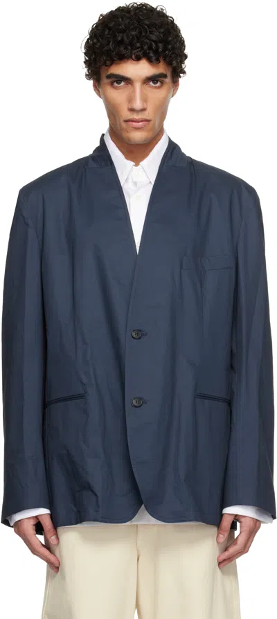 Hed Mayner Navy Cotton Blazer In Blue