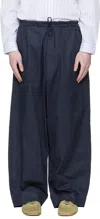 Hed Mayner Navy Drawstring Trousers In Blue
