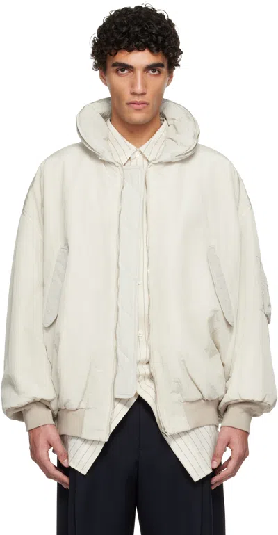 Hed Mayner Off-white Crinkled Bomber Jacket In Multi