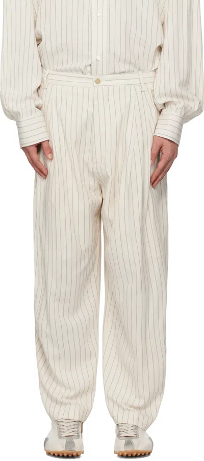 Hed Mayner Off-white Pinstripe Trousers In Neutral