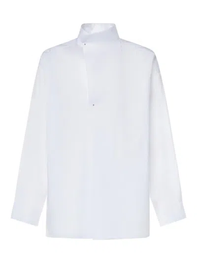 Hed Mayner Oversized Shirt With A High Collar In White