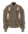 Hed Mayner Cut-out Fleece-lined Bomber Jacket In Brown