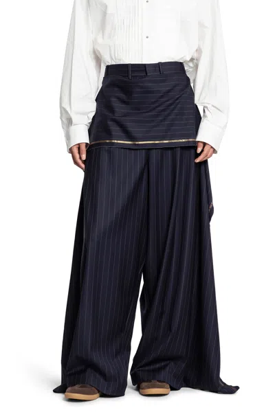 Hed Mayner Pantaloni A Gamba Larga A Righe In Black