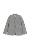 Hed Mayner Pinstripe Collarless Blazer In Grey