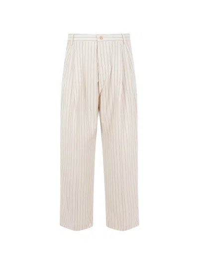 Hed Mayner Pinstripe Cropped Trousers In Neutral