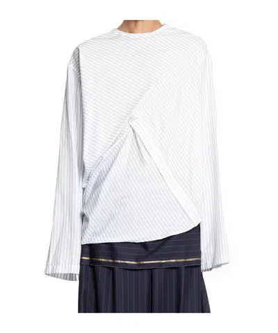 Hed Mayner Pinstripe Long-sleeved Shirt In White