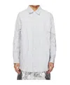 Hed Mayner White & Navy Pinstripe Shirt In White
