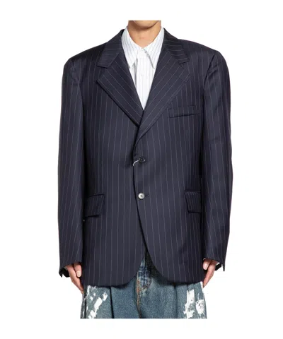 HED MAYNER PINSTRIPE WOOL SUIT JACKET