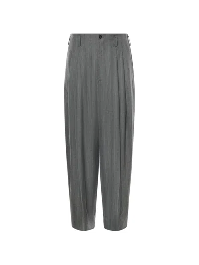 Hed Mayner Pinstripe-pattern Pleated Trousers In Gray