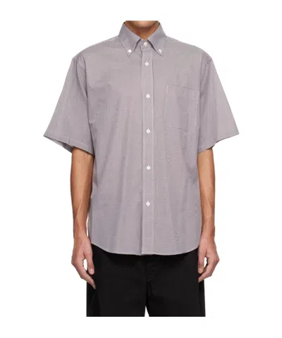 Hed Mayner Plaid Short-sleeved Shirt In Gray