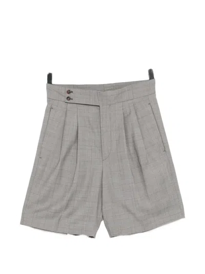 Hed Mayner Plaid Tailored Shorts In Gray
