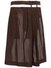 Hed Mayner Pleated Belted Skirt In Brown
