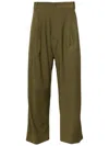 Hed Mayner Pleated Cropped Trousers In Green